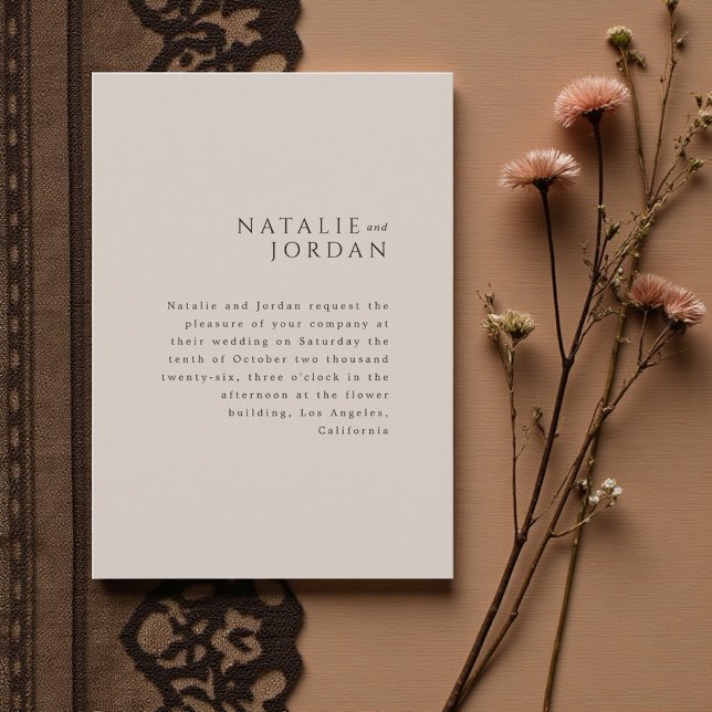 Invitación Modern Minimalist Elegant Silver Grey Wedding (Modern Minimalist Elegant Silver Grey Wedding Invitation)