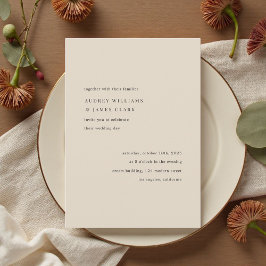 Invitación Modern Minimalist Elegant Simple Beige Wedding