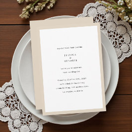 Invitación Modern Minimalist Elegant Simple Beige Wedding