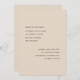 Invitación Modern Minimalist Elegant Simple Beige Wedding