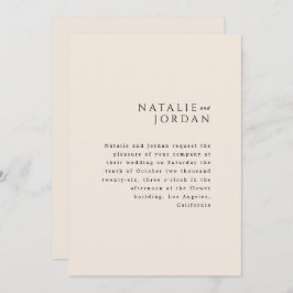 Invitación Modern Minimalist Elegant Simple Cream Wedding