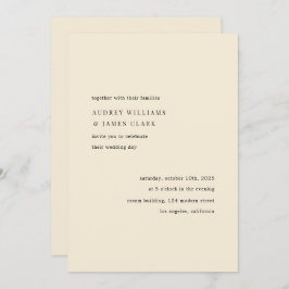 Invitación Modern Minimalist Elegant Simple Cream Wedding