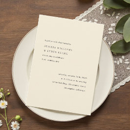 Invitación Modern Minimalist Elegant Simple Cream Wedding