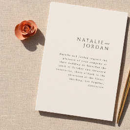 Invitación Modern Minimalist Elegant Simple Cream Wedding