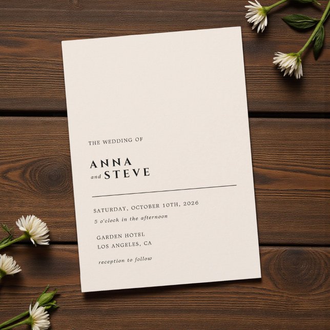 Invitación Modern Minimalist Elegant Simple Cream Wedding (Modern Minimalist Elegant Simple Cream Wedding Invitation)