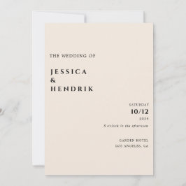 Invitación Modern Minimalist Elegant Simple Cream Wedding