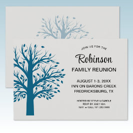 Invitación Modern Minimalist Family Reunion Ocean Blue Tree