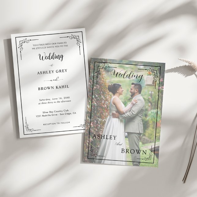 Invitación Modern Minimalist Full Clean Front Photo Wedding  (Ultra minimalist)