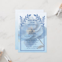 Modern Minimalist Gold and Blue Poppy Wedding