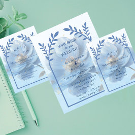 Invitación Modern Minimalist Gold and Blue Poppy Wedding  