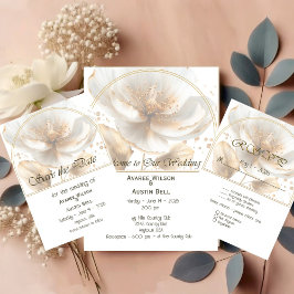Invitación Modern Minimalist Gold and White Wedding