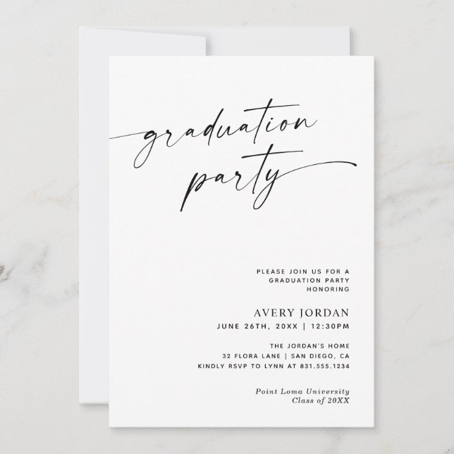 Invitación Modern Minimalist Graduation Party Invite (Anverso)