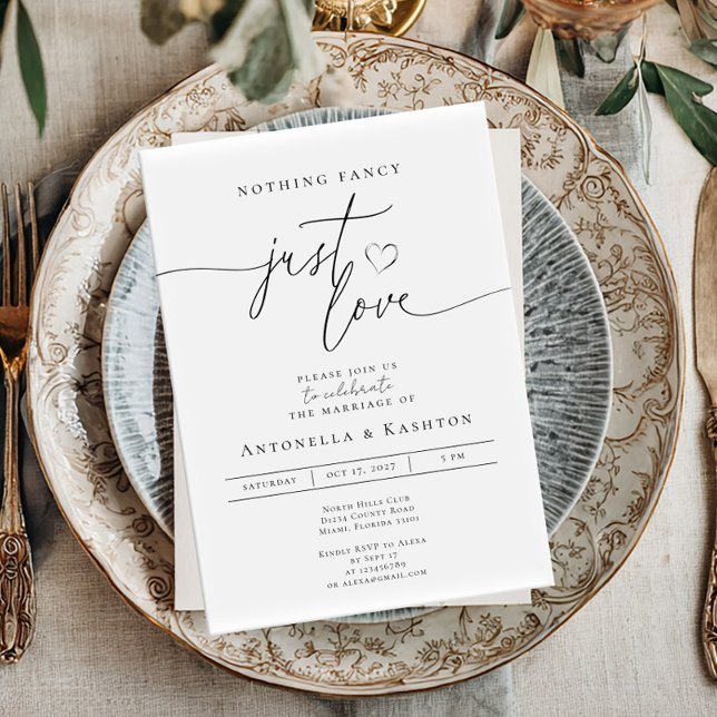 Invitación Modern minimalist Nothing Fancy Just Love wedding (Subido por el creador)