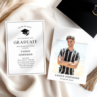 Invitación Modern Minimalist One PHOTO Graduation Party