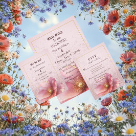 Invitación Modern Minimalist Pink and Gold Wedding Invitation