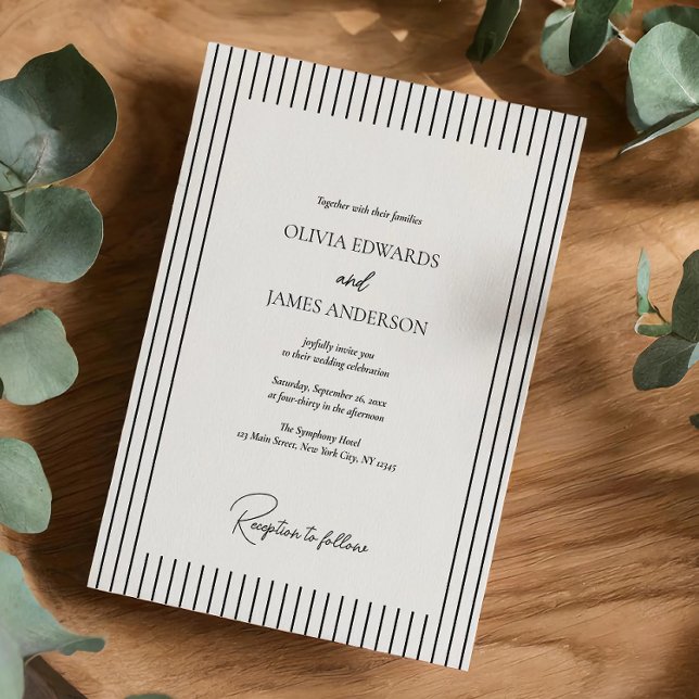 Invitación Modern Minimalist Pinstripe Wedding (Subido por el creador)