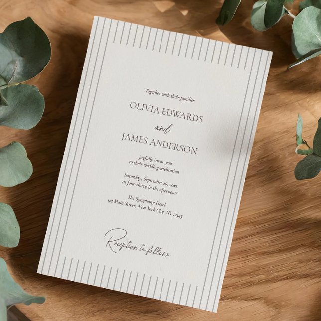 Invitación Modern Minimalist Pinstripe Wedding (Subido por el creador)