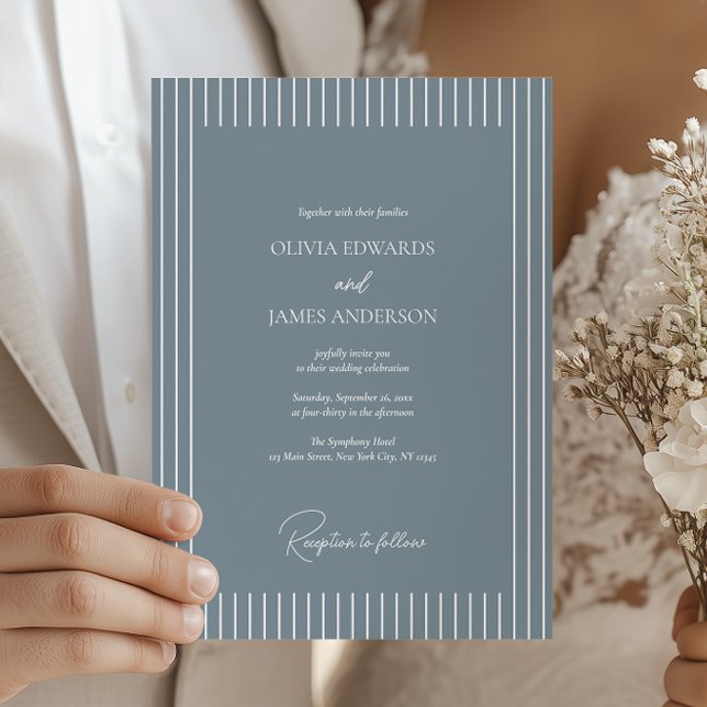 Invitación Modern Minimalist Pinstripe Wedding Invitation (Subido por el creador)