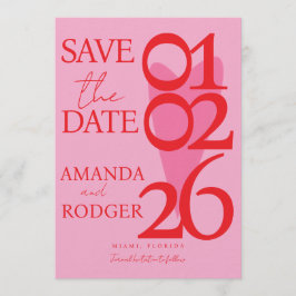 Invitación Modern Minimalist Red Pink Heart Save the Date 