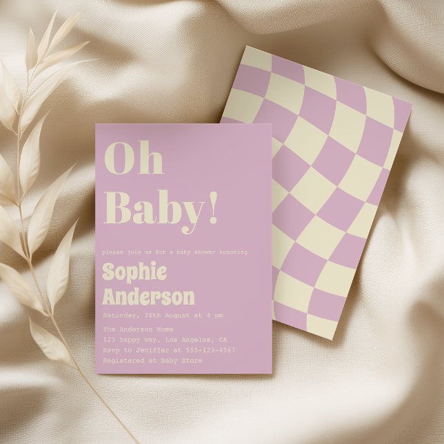 Invitación Modern Minimalist Retro Coral  Oh Baby Shower (Subido por el creador)