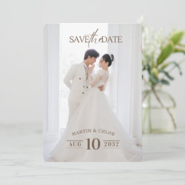 Invitación Modern Minimalist Romantic Script Photo Wedding 