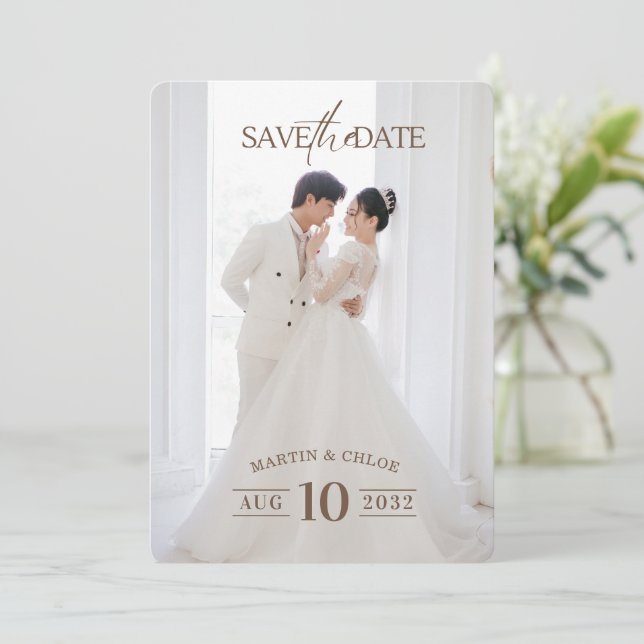 Invitación Modern Minimalist Romantic Script Photo Wedding  (Anverso de pie)