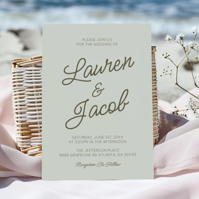 Invitación Modern Minimalist Sage Green Wedding (Subido por el creador)