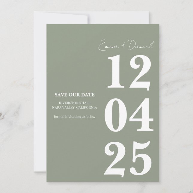 Invitación Modern Minimalist Save the Date  (Anverso)
