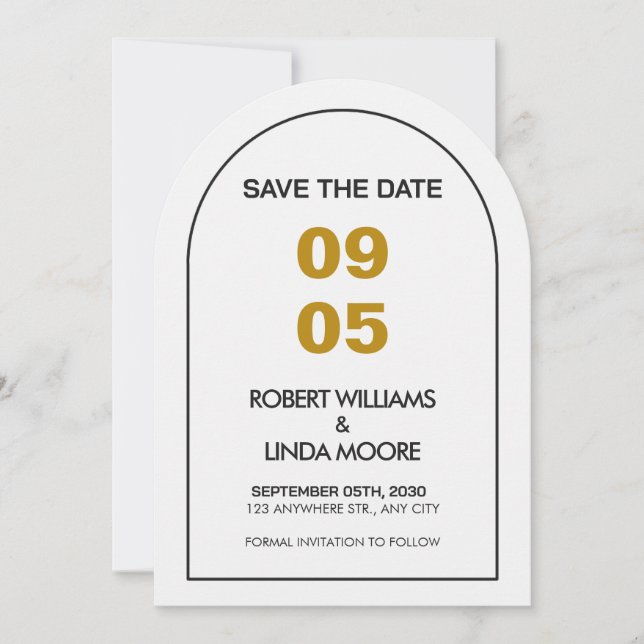Invitación Modern Minimalist Save the Date Card (Anverso)