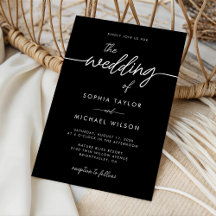 Modern Minimalist Script Black Wedding