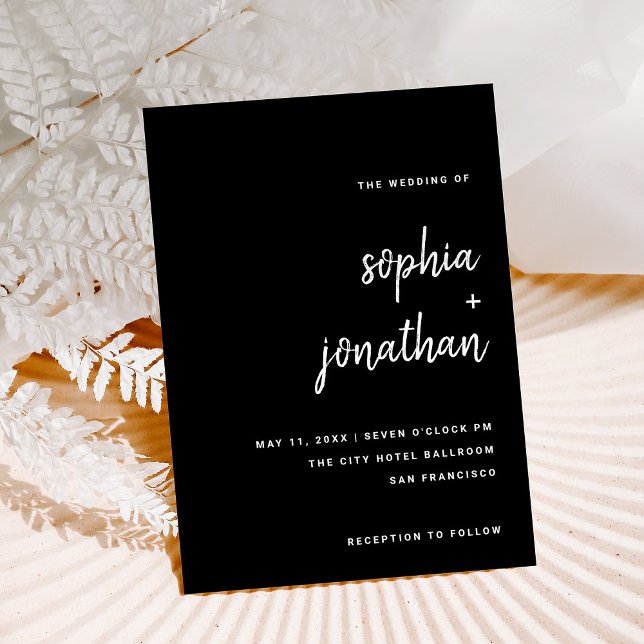 Invitación Modern Minimalist Script Black | Wedding (Subido por el creador)