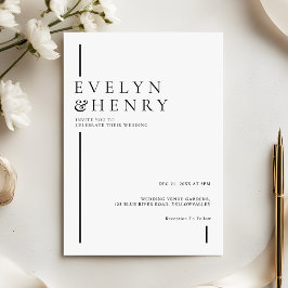 Invitación Modern Minimalist Simple Black Line Wedding
