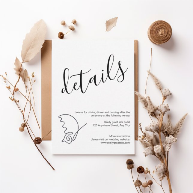 Invitación Modern Minimalist Wedding Details Card (Subido por el creador)