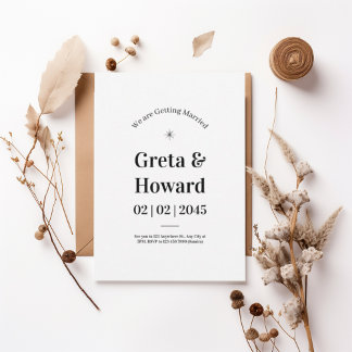 Invitación Modern Minimalist Wedding Invitation with star