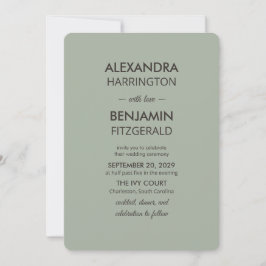 Invitación Modern Minimalist Wedding | Sage Green Timeless