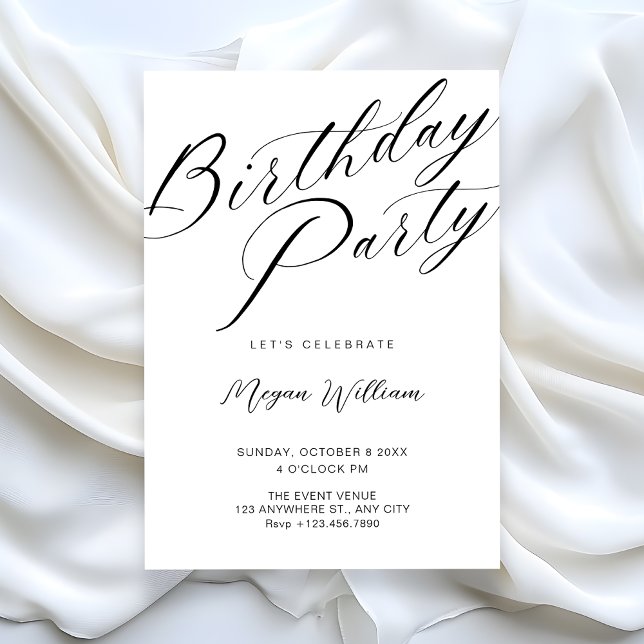Invitación Modern minimalist white birthday  (Subido por el creador)