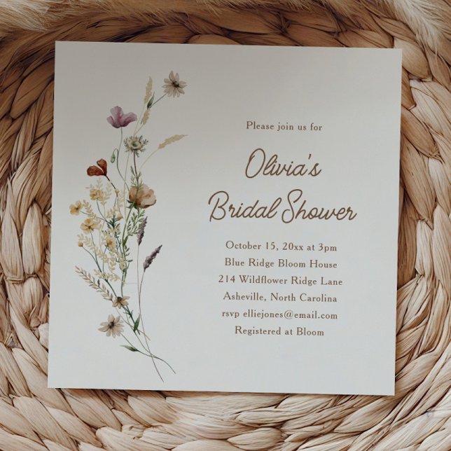 Invitación Modern Minimalist Wildflower Boho Bridal Shower (Subido por el creador)