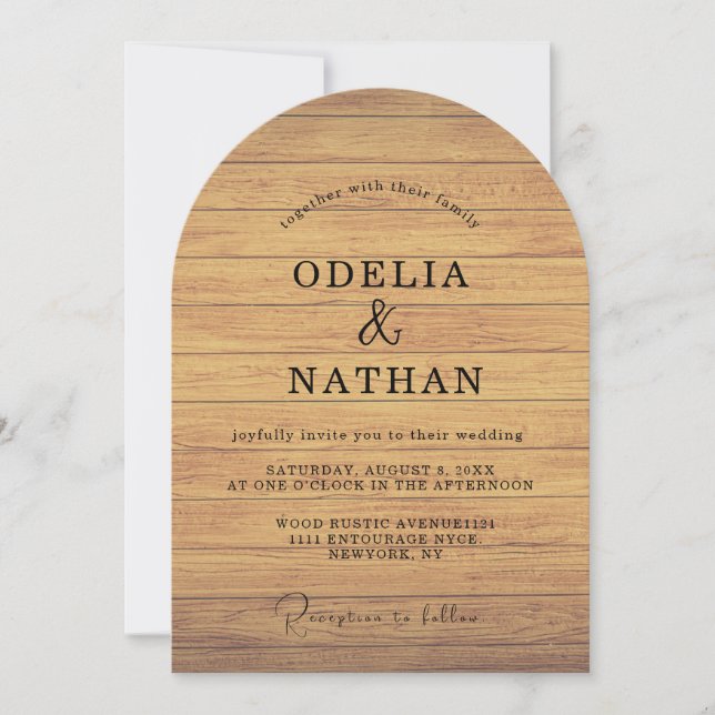 Invitación Modern Minimalist Wooden Texture Wedding (Anverso)