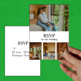 Invitación Modern Minimalistic Elegant 4 Photo RSVP Card
