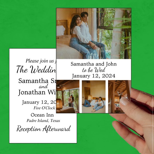 Invitación Modern Minimalistic Elegant 4 Photo Wedding  (Subido por el creador)