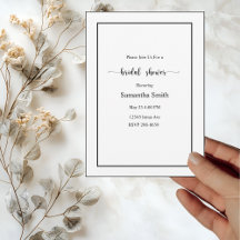 Modern Minimalistic White on black Bridal Shower