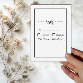 Invitación Modern Minimalistic White on Black RSVP Card