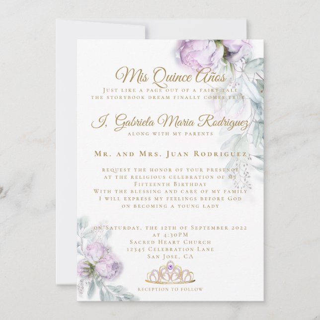 Invitación Modern Mis Quince Años (Anverso)
