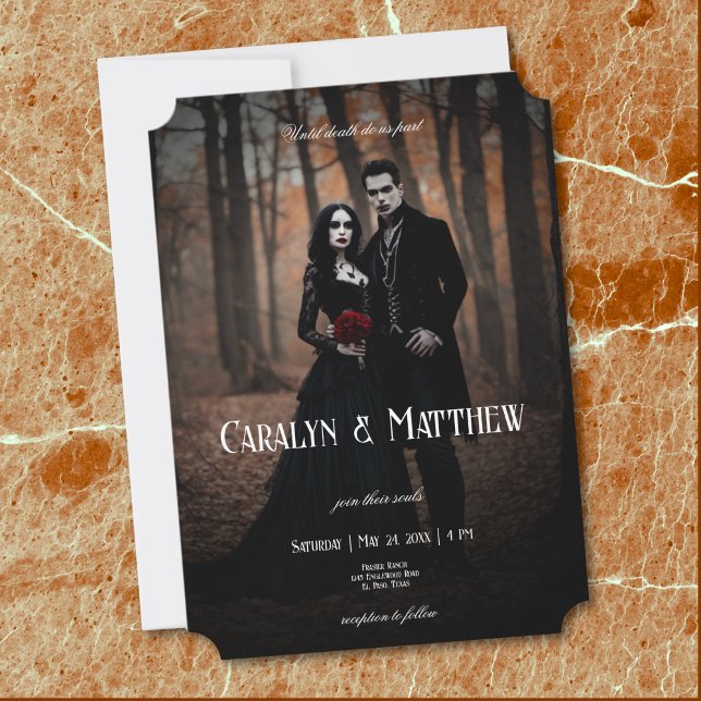 Invitación Modern Moody Gothic Photo Dark Wedding (Modern Moody Gothic Photo Dark Wedding Invitation)