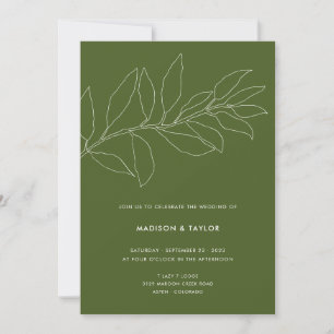 Invitación Modern Moss Green Boda Botánico Floral