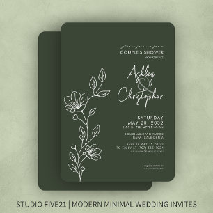 Invitación Modern Moss Green Contorno de la ducha de la boda