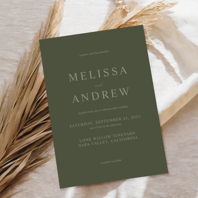 Invitación Modern Moss Green Elegant Wedding (Subido por el creador)