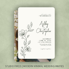 Invitación Modern Moss Green Foliage Contorno de foto Boda