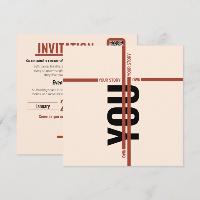 Invitación Modern Motivational Event Invitation Card | Semina (Anverso / Reverso)