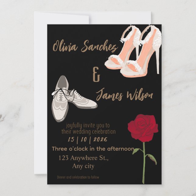Invitación Modern Mr and Mrs wedding gold (Anverso)